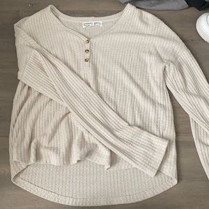Waffle knit long sleeve top